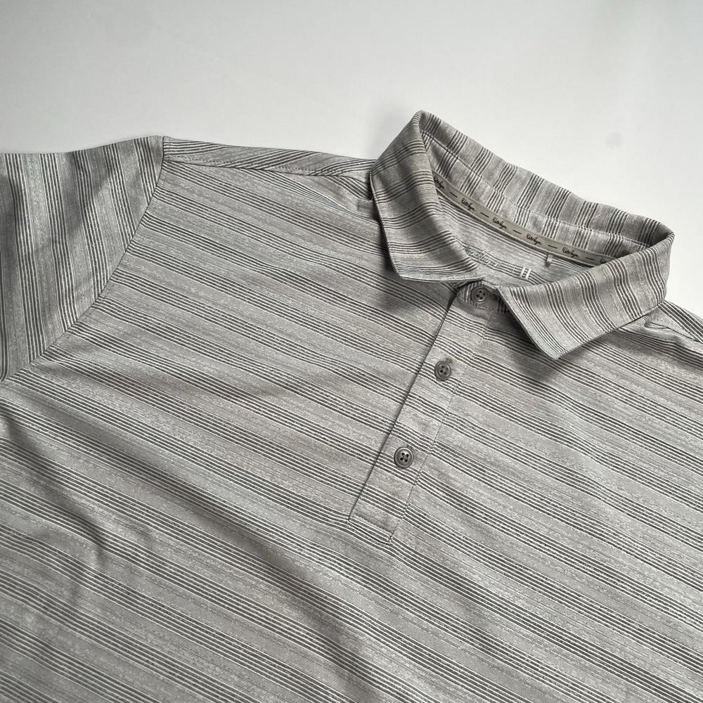 Walter Hagen Men's Polo Shirt XL Gray Striped Short Sleeve Performance‎ Golf